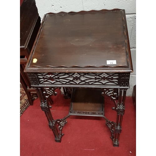 73 - A Mahogany Chinese Chippendale Table in the manner of Hicks of Dublin.