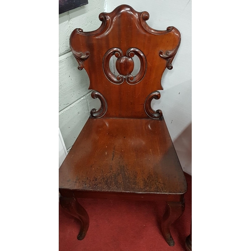 89 - A superb pair of 19th Century Mahogany Hall Chairs.