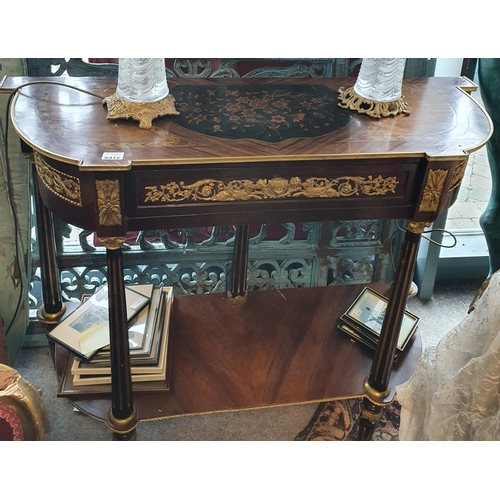 6412 - A Rosewood Marquetry and Brass mounted Side Table. W 121 x H 100 x D 42 cm approx.  (1) (16).