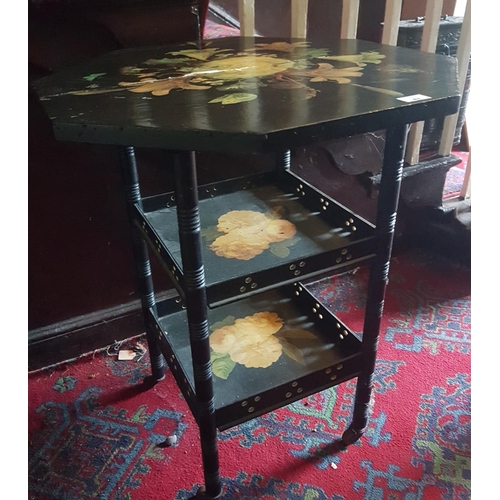 118 - A late 19th Century Decoupage Table. 60 L x 60 W x 65 H cm.