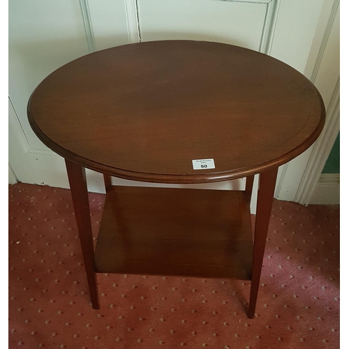 158 - An Edwardian Mahogany and Inlaid Oval Side Table. 56 L x 40 D x 70 H cm.