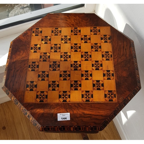 159 - A 19th Century Parquetry and Walnut Sewing Box on a tripod base.