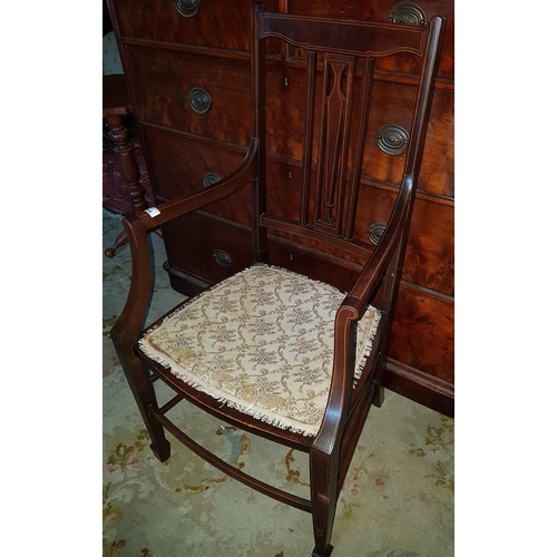 176 - An Edwardian Mahogany and Inlaid Armchair.