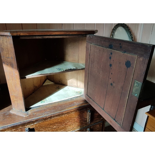 178 - A Victorian Walnut Inlaid wall mounted Corner Cupboard.