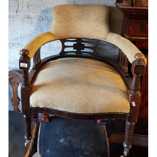 242 - A set of six Victorian Oak Dining Chairs along with a tub armchair.