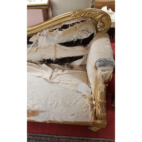 414 - A really good 19th Century Gilded Chaise Lounge with acanthus leaf decoration on turned carved feet.