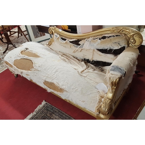 414 - A really good 19th Century Gilded Chaise Lounge with acanthus leaf decoration on turned carved feet.