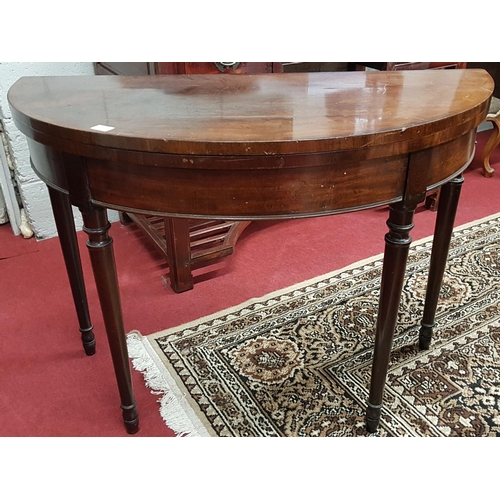 479 - A 19th Century Mahogany Foldover Card Table with turned supports.