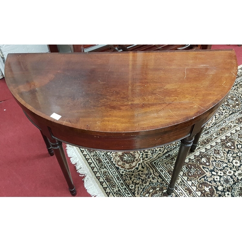 479 - A 19th Century Mahogany Foldover Card Table with turned supports.