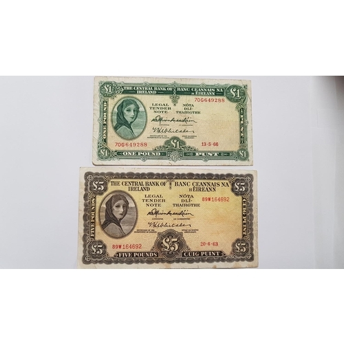 564 - A 1963 £5 & 1966 £1 Lady Lavery Bank Notes.