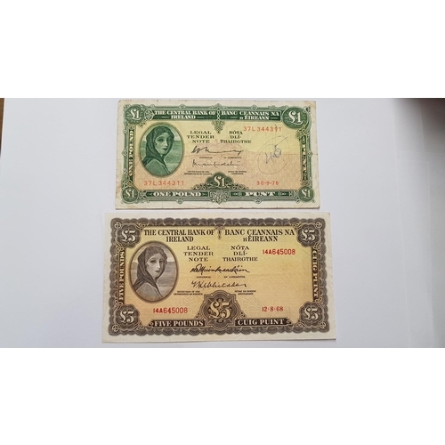 565 - A 1968 £5 & 1976 £1 Lady Lavery Bank Notes.