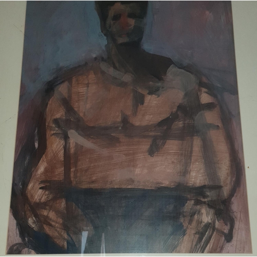 607 - A Modern Abstract Watercolour of a Man. 49 x 61 cm.