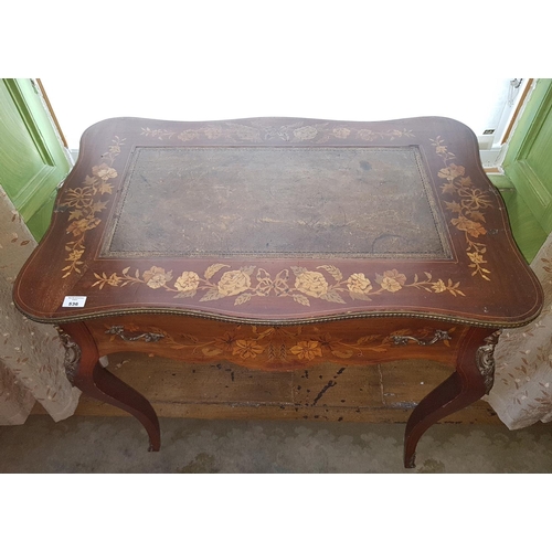 941 - A lovely 19th Century Continental Mahogany Bonheur de Jour with a highly marquette top, ormolu mount... 