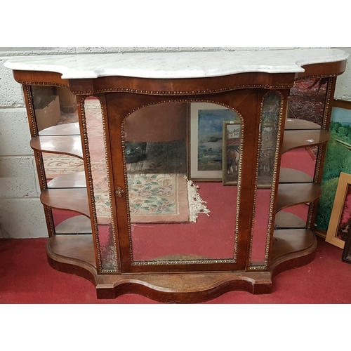 917 - A 19th Century Walnut Credenza with white marble top.