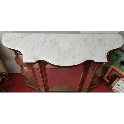 917 - A 19th Century Walnut Credenza with white marble top.