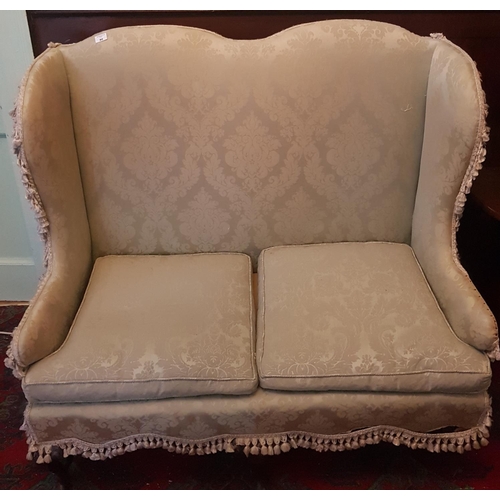 189 - A really good 19th Century Double Wing Back Couch with original damask upholstery. 117 L x 61 D x 11... 