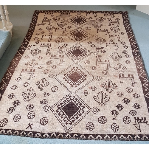 619 - A hand woven Iranian Tribal Rug in unique design with natural dyes.Size L 220 x W 143cms.