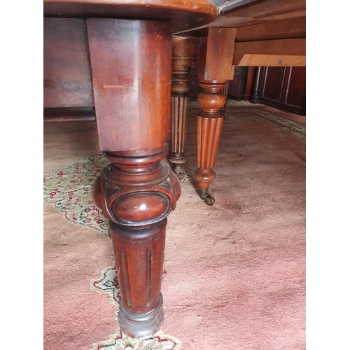 106 - A good 19th Century Mahogany D end two leaf Dining Table. Circa 1860. 243 cms Long x 120 c 71cms H.