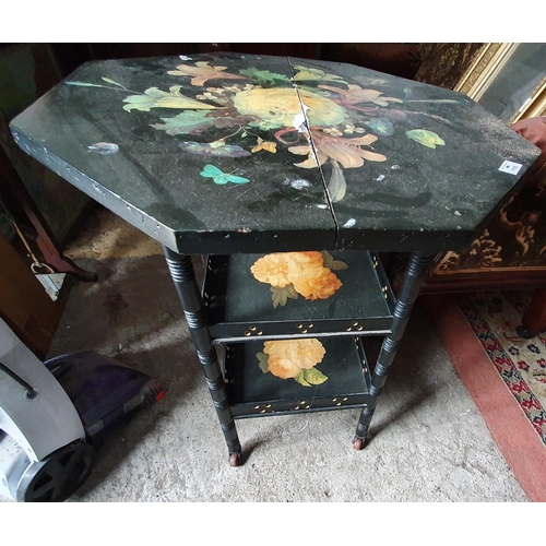 118 - A late 19th Century Decoupage Table. 60 L x 60 W x 65 H cm.