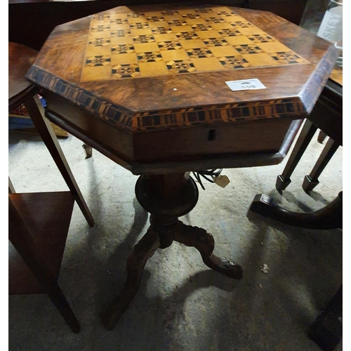 159 - A 19th Century Parquetry and Walnut Sewing Box on a tripod base.