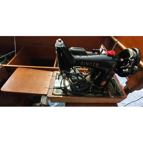 163 - Two Vintage Singer Sewing Machines. One cased.