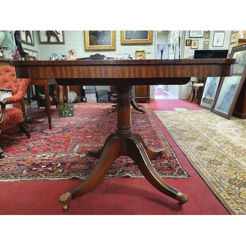 398 - A really good Regency style three pillar Boardroom Table on tripod supports with two leaves. Fully e... 