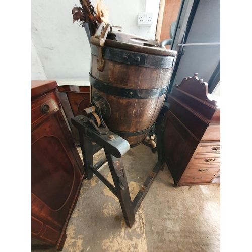 104 - A 19th Century Oak Metal band Butter Churn.