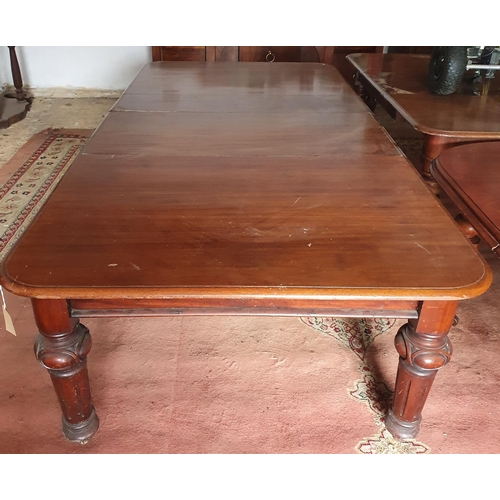 106 - A good 19th Century Mahogany D end two leaf Dining Table. Circa 1860. 243 cms Long x 120 c 71cms H.