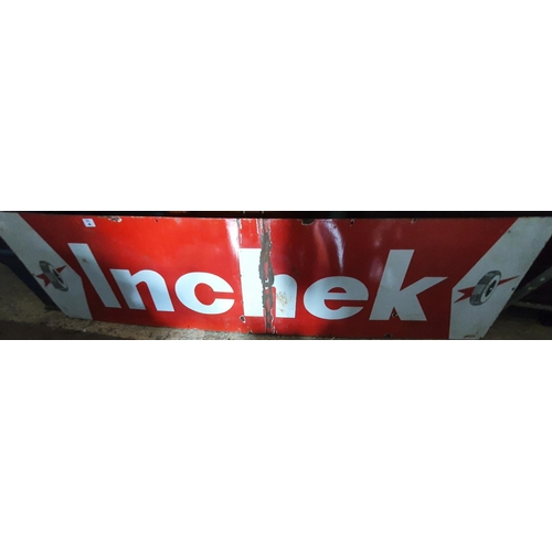 132 - A large Inchek Enamel Sign. 180 x 38 cms approx.