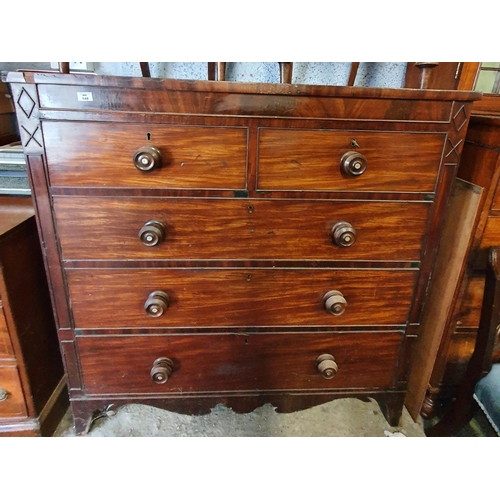 148 - A large Georgian Mahogany Chest of Drawers with original timber knobs and mother of pearl insert. Ci... 