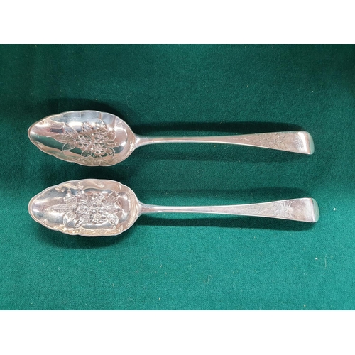 17 - Two Georgian London silver Berry Spoons, 1794 & 1815.