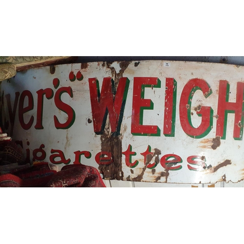 172 - A very large Vintage Enamel 'Players Weights' Cigarette Sign (with faults).