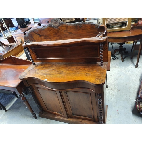 182 - A Victorian Walnut Chiffonier with barley twist supports.