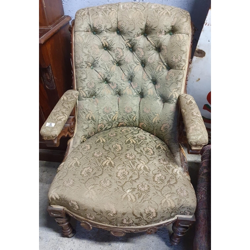 190 - A 19th Century Walnut Gentleman's Armchair with highly carved outline.