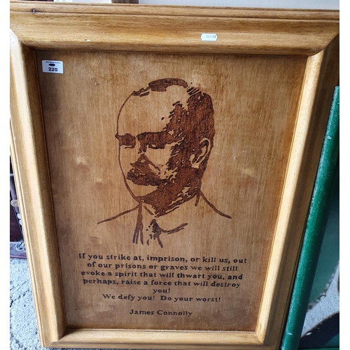 220 - A Portlaoise Prison Picture of James Connolly. Signed verso along with two pub pictures/mirrors.