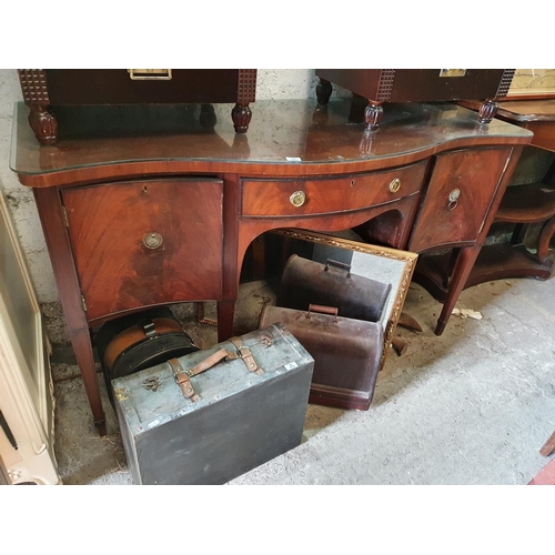 224 - A 19th Century Serpentine fronted Sideboard on tapered supports with ebony inlay.Size W 152 x d 59 x... 