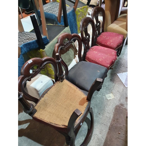 237 - A Harlequin set of five 19th Century Balloon back Chairs.