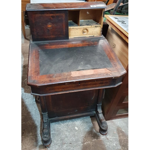 253 - A 19th Century Davenport in need of restoration along with a modern cabinet.