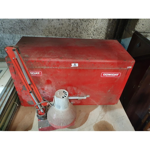 269 - A metal Tool Chest along with an industrial Lamp.