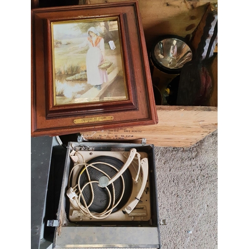 317 - A good quantity of Vintage Items to include 4 pictures in a vintage crate.