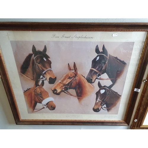 327 - After D Snee. Five Great Steeplechases. A coloured well framed Print.