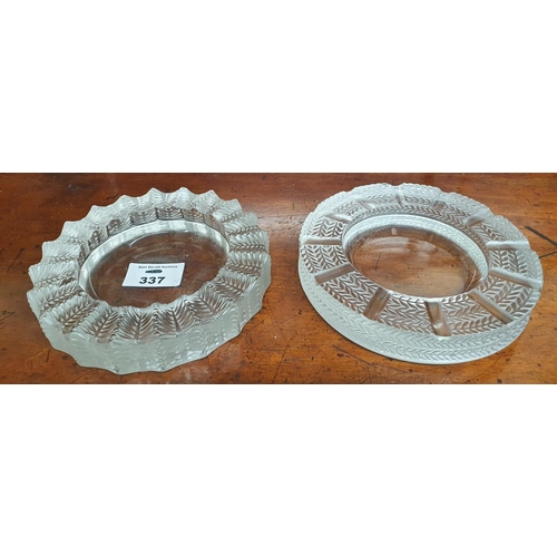 337 - R Lalique and Lalique Crystal Ashtrays. One signed Lalique France with chip to the rim and the secon... 