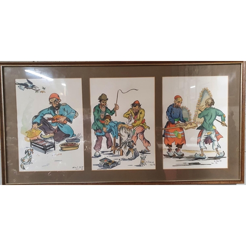 353 - A set of Seven hand painted Watercolours by R Zarian, Tehran. Signed and dated LR '72.