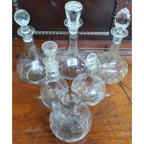 377 - Six 19th and early 20th Century Glass Decanters