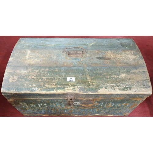 380 - An early 20th Century domed Pine Military Chest for Michael Bartolf with German writing inside. Poss... 