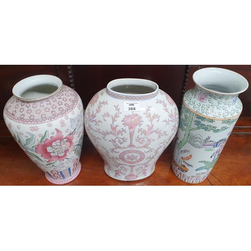 388 - Three various Oriental style Vases.