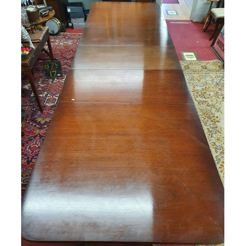 398 - A really good Regency style three pillar Boardroom Table on tripod supports with two leaves. Fully e... 