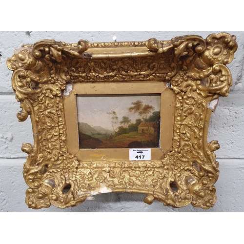 417 - Attributed to John Rathborne,  a 19th Century possibly earlier Oil on Board of a country scene in a ... 