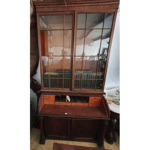 95 - A really good Regency Mahogany Secretaire Bookcase lacking shelves. 127 x 58 x 247cm.