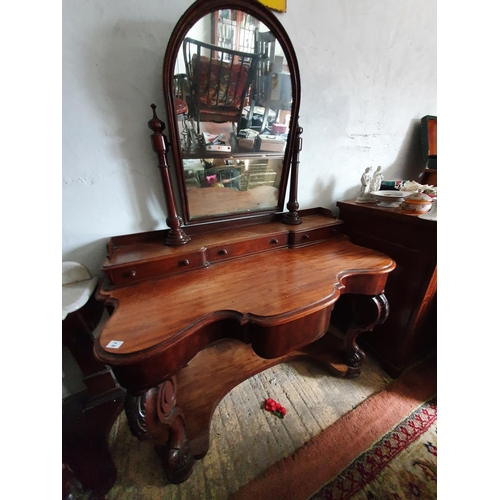 98 - A 19th Century Mahogany Dressing Table with arch top mirror, platform base and cabriole supports W11... 